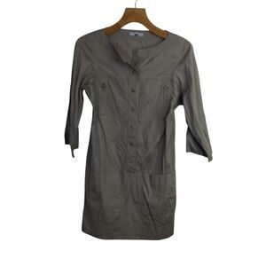 Strenesse Blue Womens Shirt Dress Button Front Long Sleeves Taupe Size 2